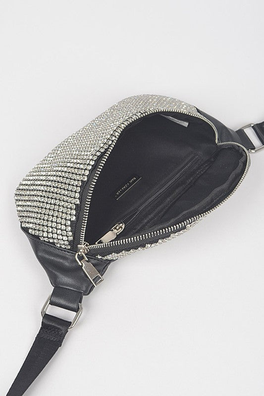 Rhinestone Studded Crossbody Mesh Fanny Pack