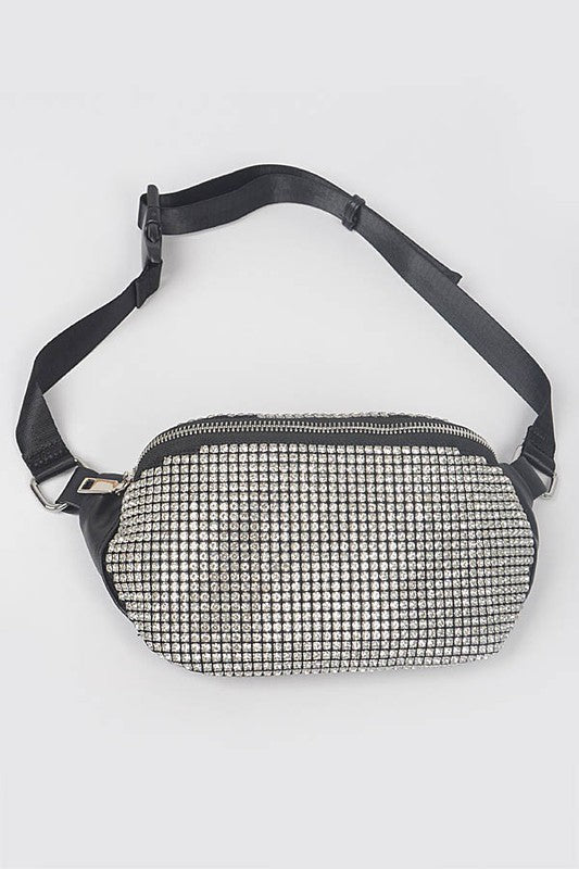 Rhinestone Studded Crossbody Mesh Fanny Pack