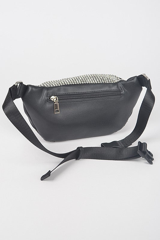 Rhinestone Studded Crossbody Mesh Fanny Pack