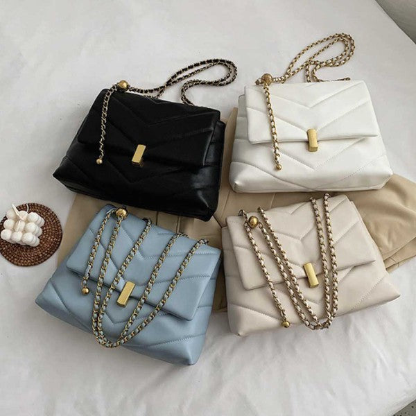 Bernie Chevron Quilted Shoulder Bag
