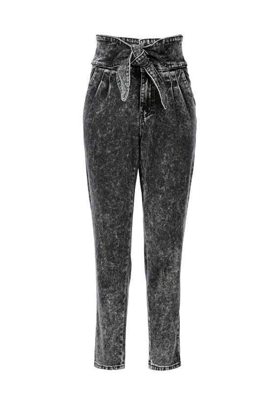 Women's Bow Together Washed Denim Pants