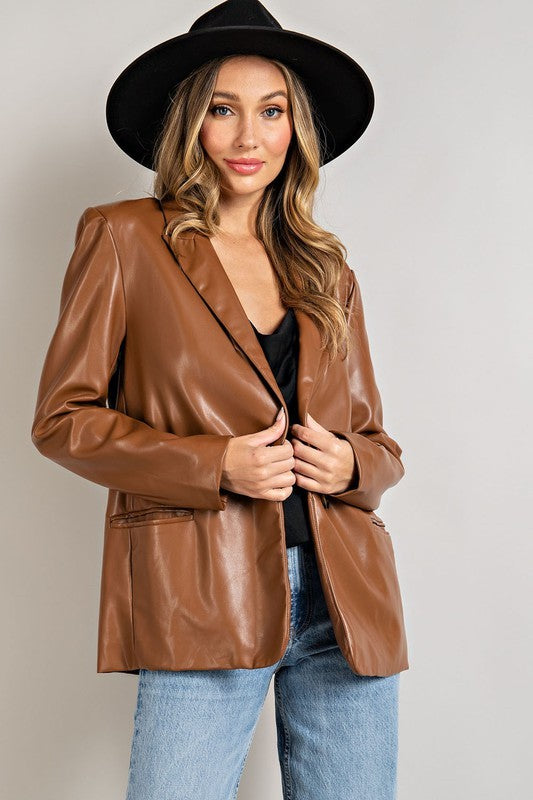 Women's Faux Chic Leather Blazer
