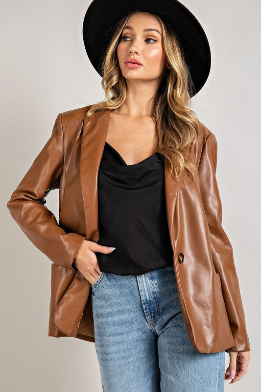 Women's Faux Chic Leather Blazer