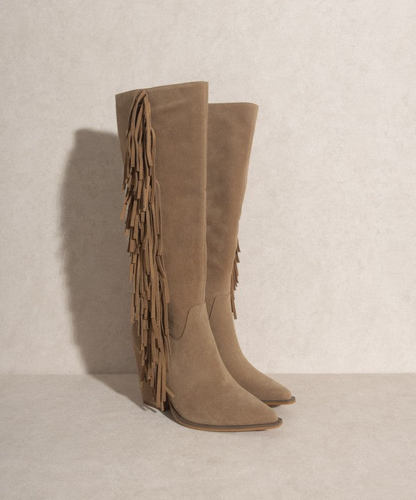 Boho Knee-High Fringe Boots