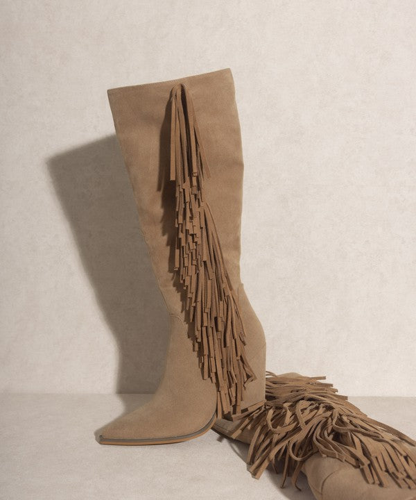 Boho Knee-High Fringe Boots
