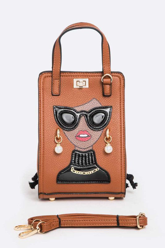 Lady In Glasses Convertible Crossbody Bag