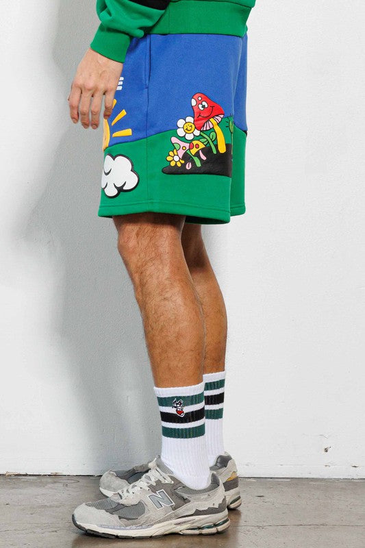 Men's Think Green Cut and Sew Graphic Shorts