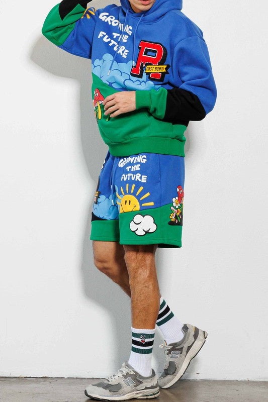 Men's Think Green Cut and Sew Graphic Shorts