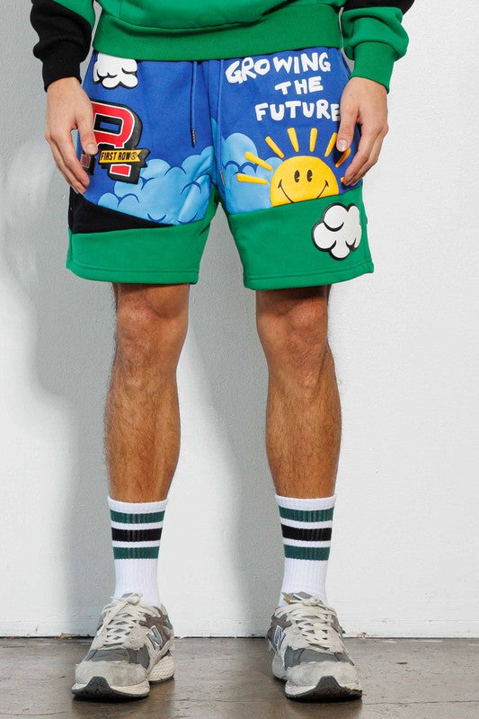 Men's Think Green Cut and Sew Graphic Shorts