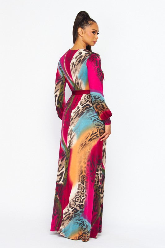 Women's Surplus Long Sleeved Maxi Dress with a Slit