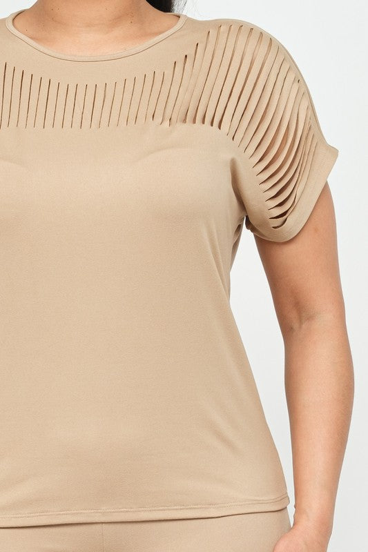Women's Front Laser Cut Detail Top and Leggings Set