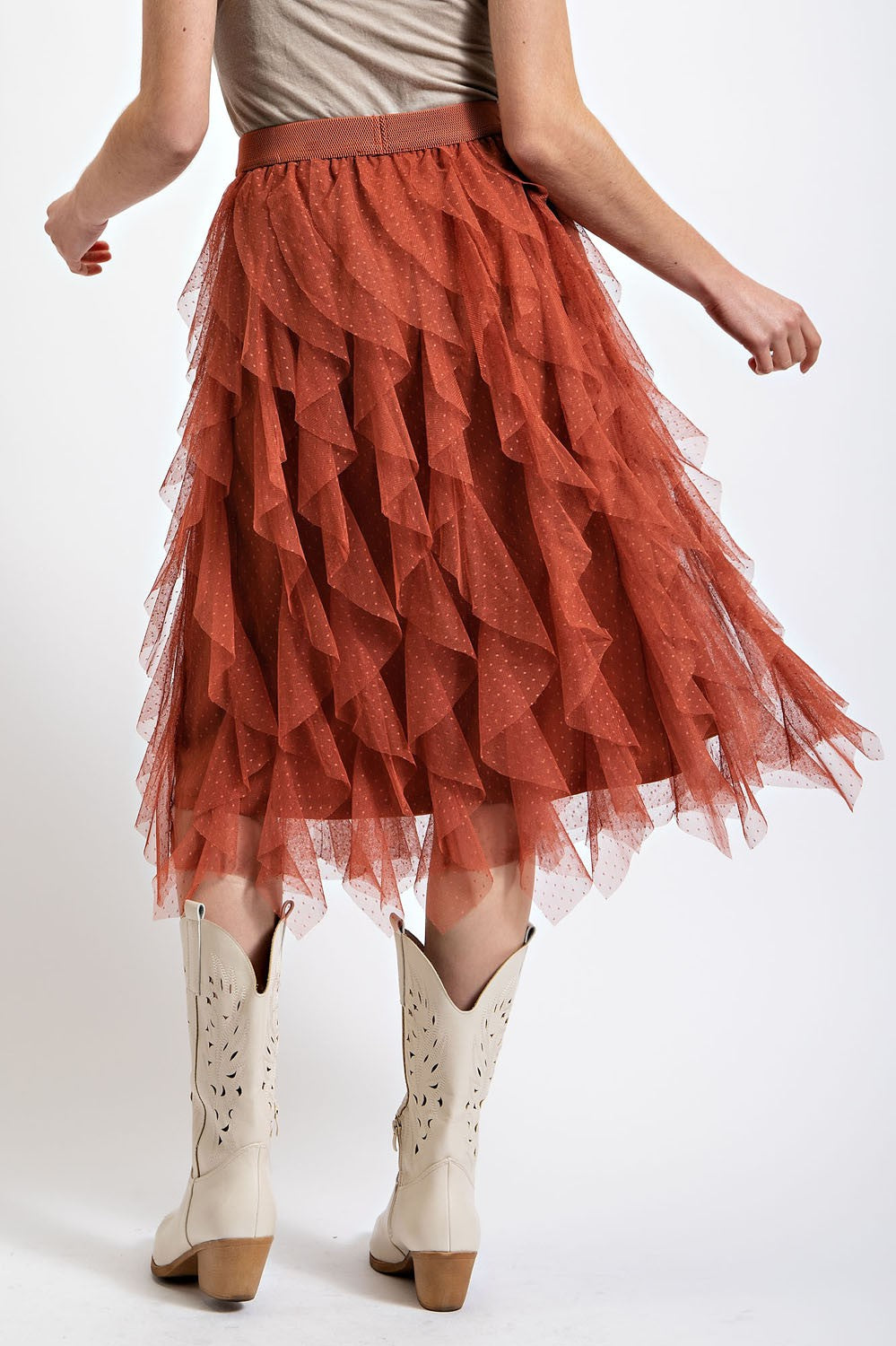 Embellished Tulle Layered Midi Skirts