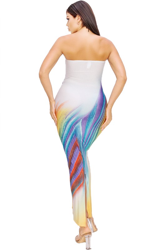 Color Gradient Tube Top Maxi Dress