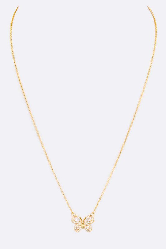 CZ Butterfly Pendant Necklace