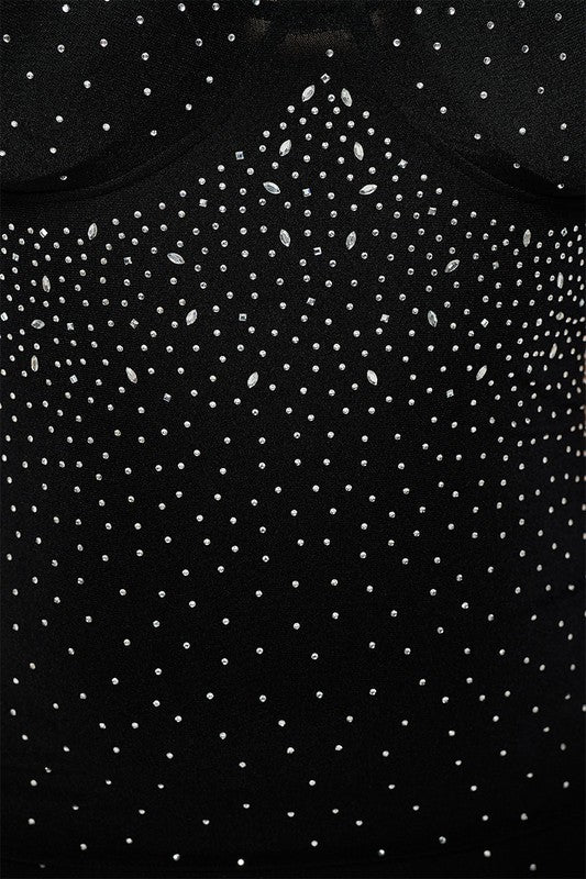 Plus Size Rhinestone Mesh Bustier Dress