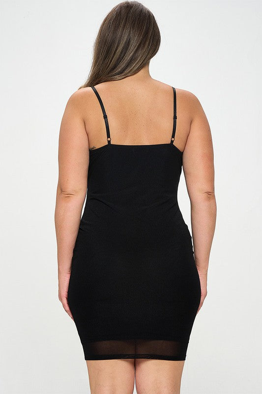 Plus Size Rhinestone Mesh Bustier Dress