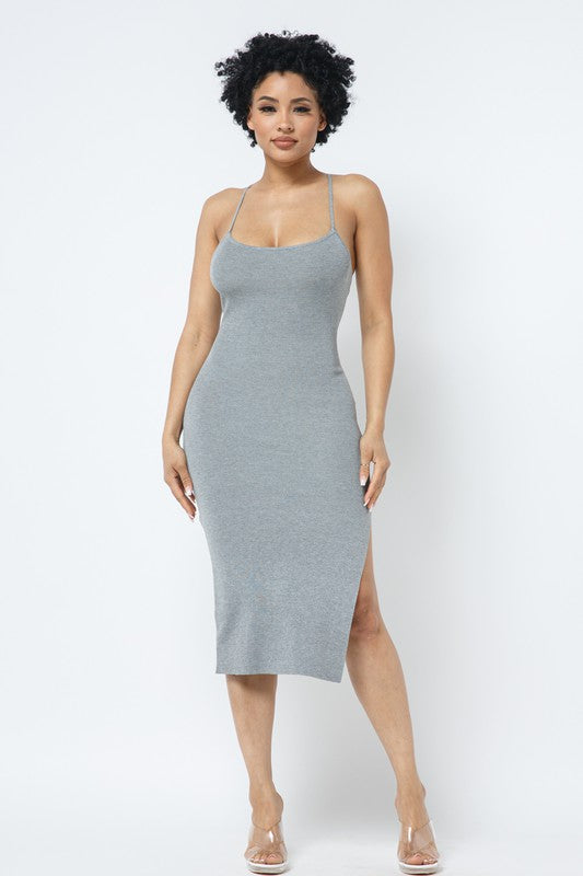 Women's Side Slit Cami Bodycon Dress