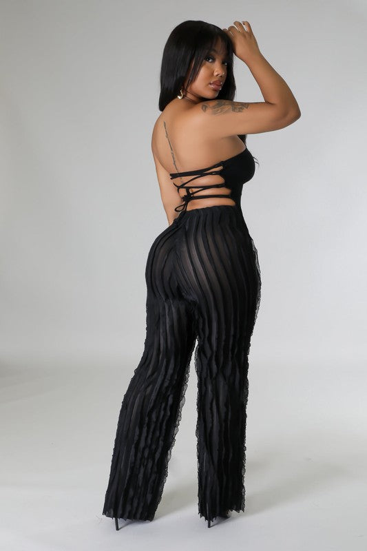 Sheer Ruffle Detail Pants