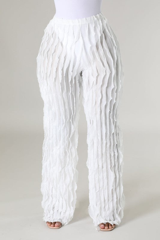 Sheer Ruffle Detail Pants