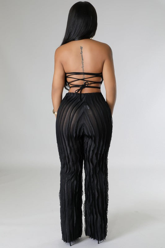 Sheer Ruffle Detail Pants