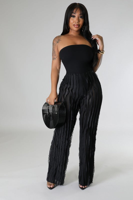 Sheer Ruffle Detail Pants