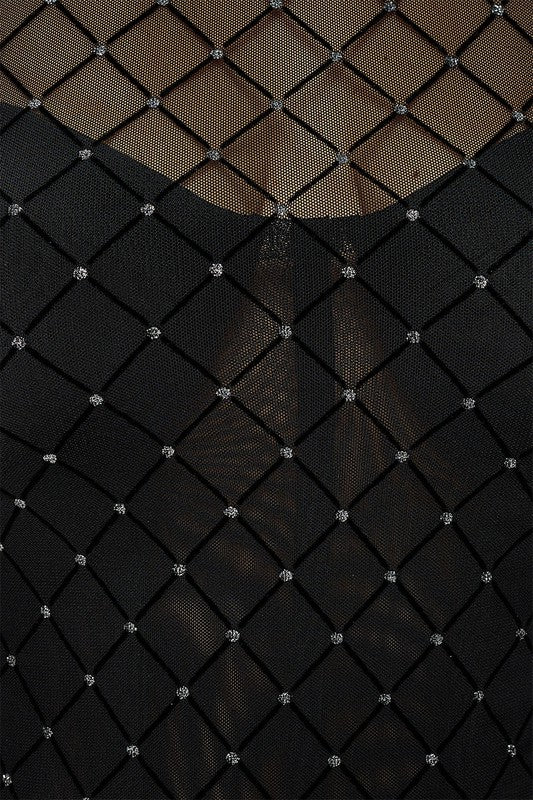 Junior Plus Glitter Embellished Sheer Mesh Top