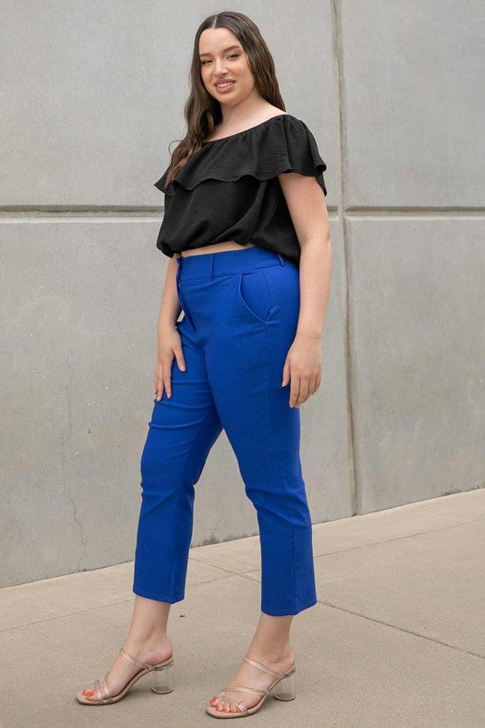 Plus Size High Waist Cropped Pants