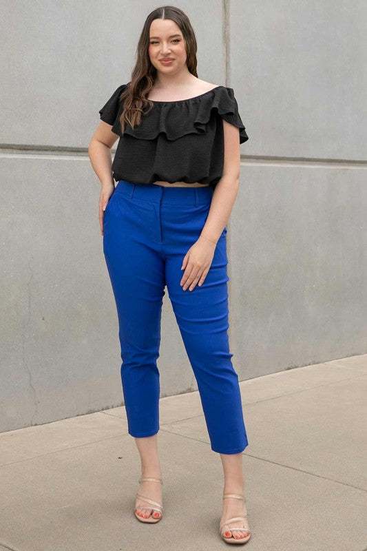 Plus Size High Waist Cropped Pants