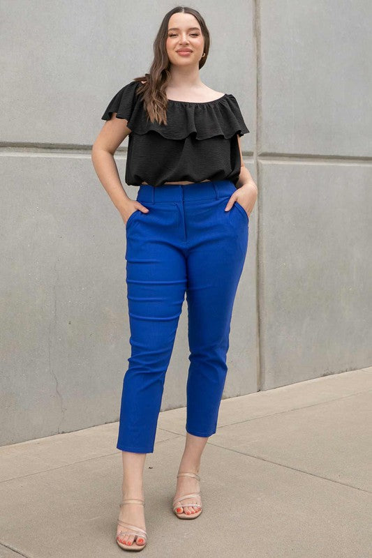 Plus Size High Waist Cropped Pants