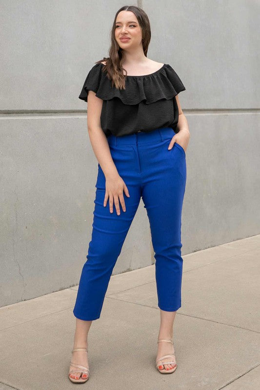 Plus Size High Waist Cropped Pants