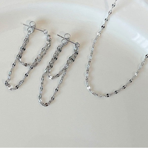 Double-layer Chain Tassel Earrings
