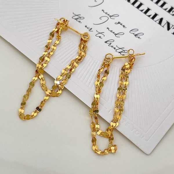Double-layer Chain Tassel Earrings