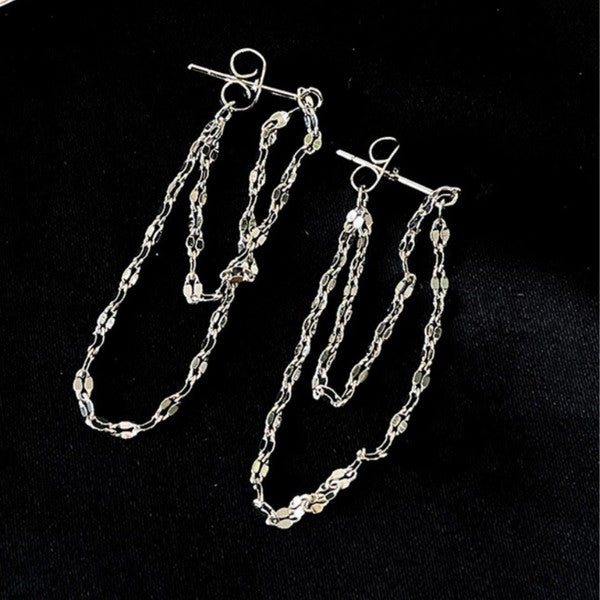 Double-layer Chain Tassel Earrings
