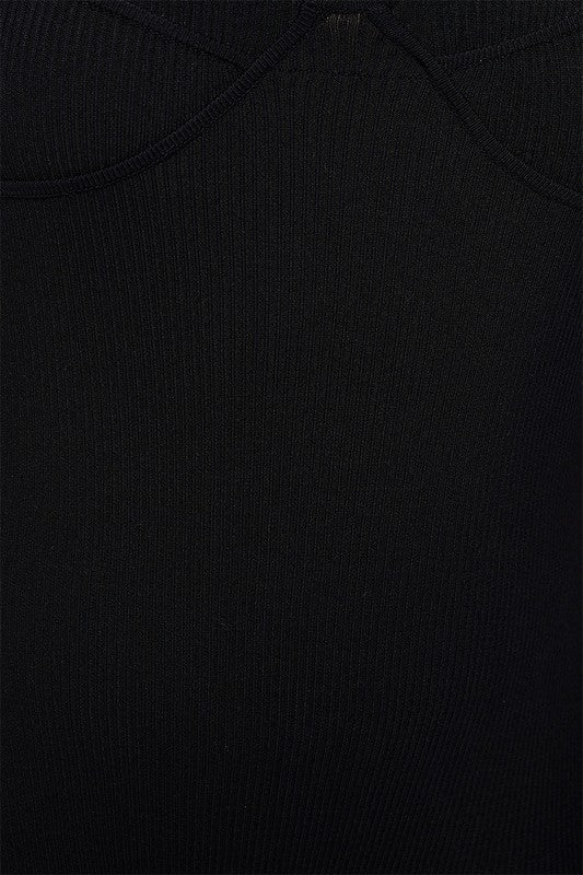 Junior Plus Black Rib Knit Cami Jumpsuit