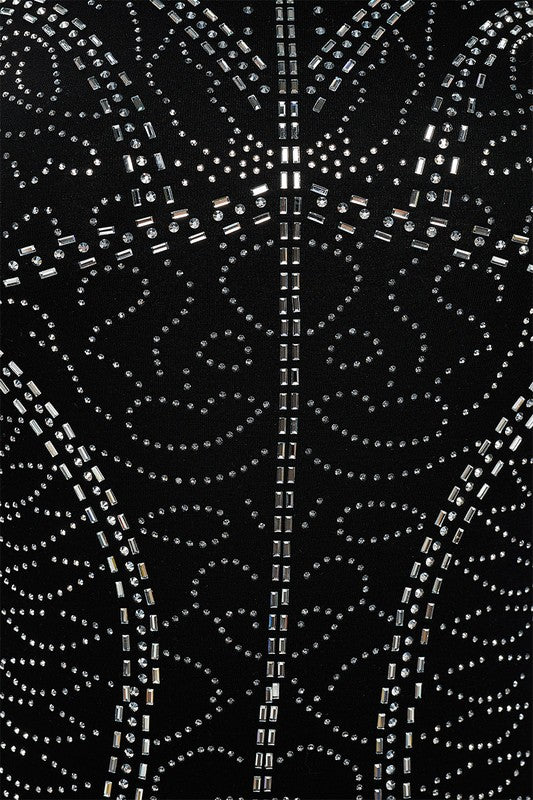 Junior Plus Size Rhinestone Long Sleeve Bodycon Dress