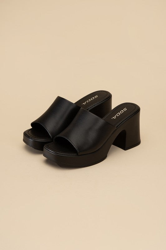 Typo Block Slide Mules Platform Heels