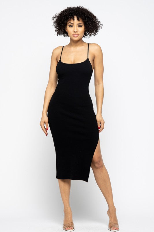 Women's Side Slit Cami Bodycon Dress