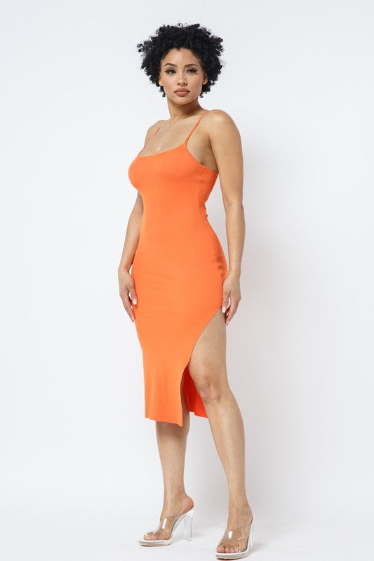 Women's Side Slit Cami Bodycon Dress
