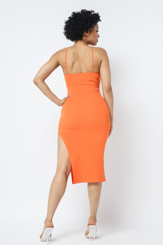 Women's Side Slit Cami Bodycon Dress