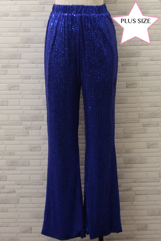 Plus Size Sequin Flare Pants