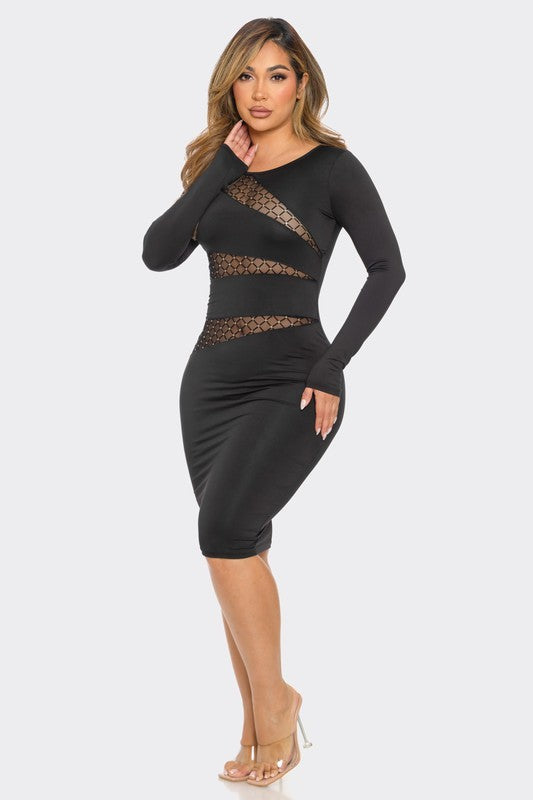 Women's Gold Glitter Dot Mesh Midi Dress