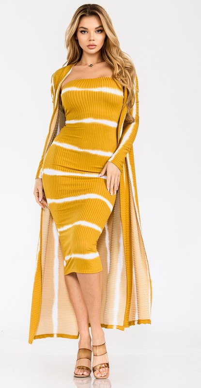 Women's Tie Dye Stripe 2pc Tube Dress Set