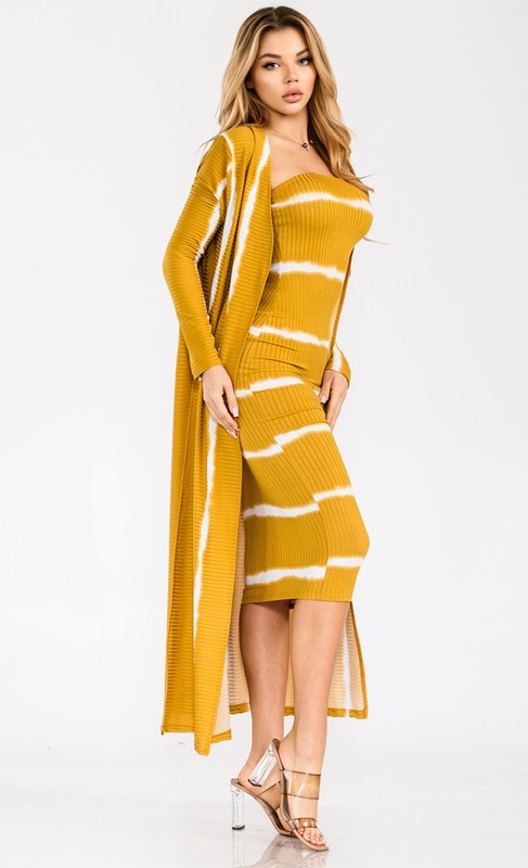 Women's Tie Dye Stripe 2pc Tube Dress Set