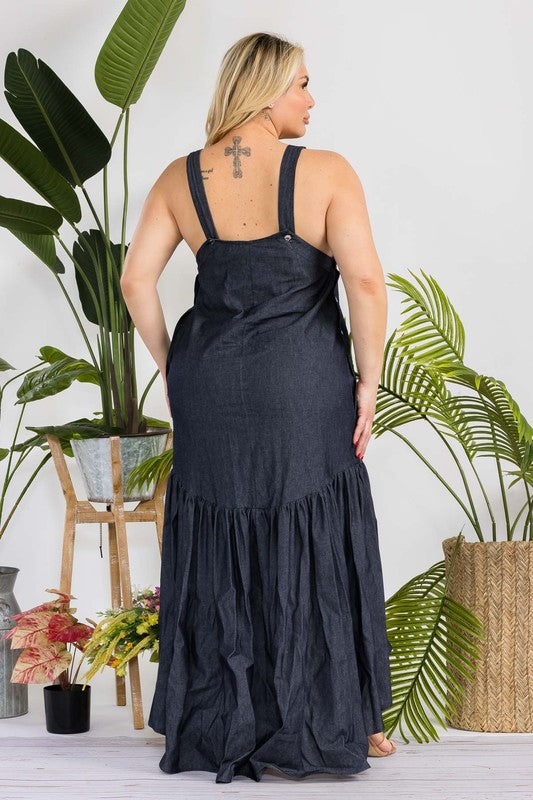 Women's Summer Denim Hi-lo Sleeveless Dress