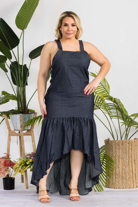 Women's Summer Denim Hi-lo Sleeveless Dress