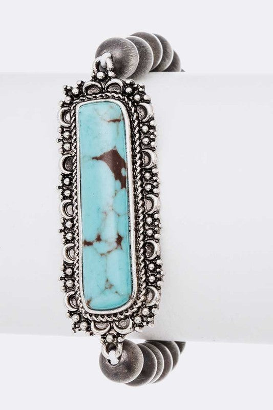Compressed Stone Navajo Beads Stretch Bracelet