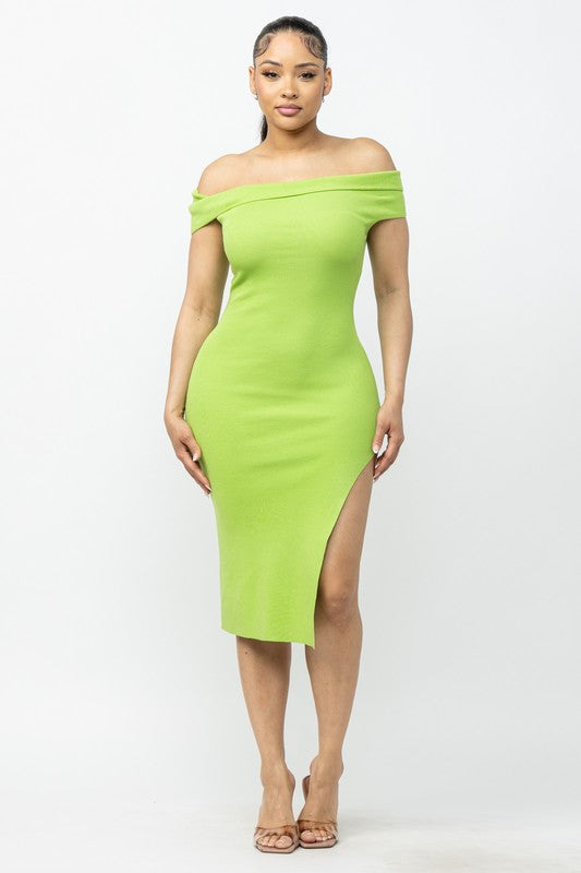 Off the Shoulder Bodycon Midi Dress