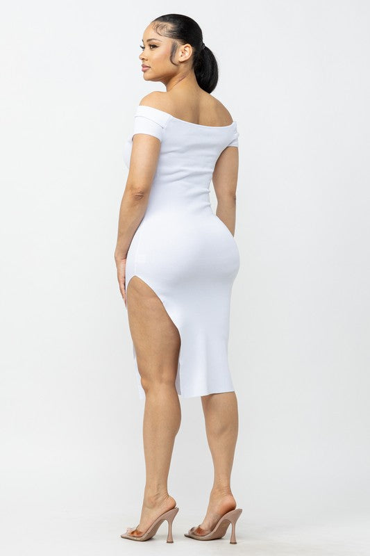 Off the Shoulder Bodycon Midi Dress
