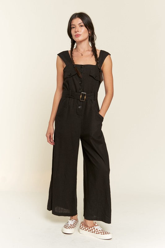 Plus Size Sleeveless Square Neck Jumpsuit
