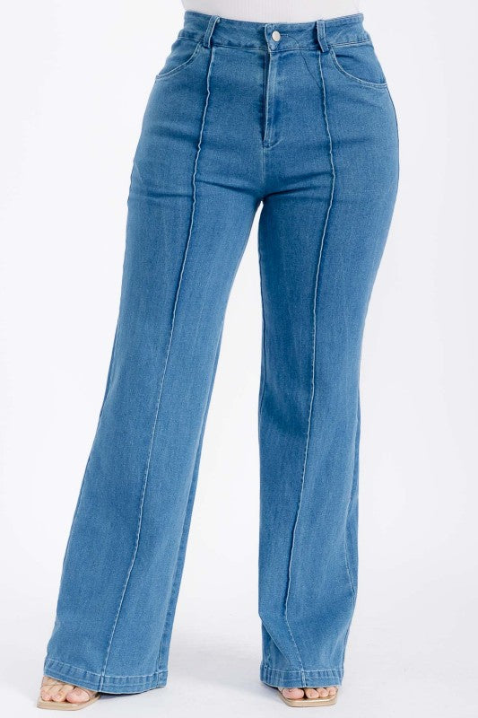 Plus Size Pintuck Denim Trouser Jeans